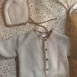 Cozy Zara Blanket Stitch Baby Onesie with Hat